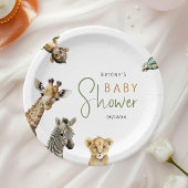 野生のジャングルサファリ動物の赤ちゃんシャワー ペーパープレート