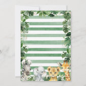 野生のジャングルサファリ動物の赤ちゃんシャワー 招待状 (裏面)