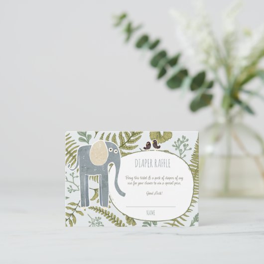 野生のジャングルサファリ動物植物性ベビーシャワー エンクロージャーカード (スタンド正面)