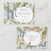 野生のジャングルサファリ動物植物性ベビーシャワー エンクロージャーカード (正面/裏面)