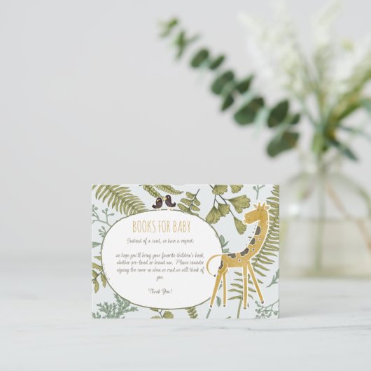 野生のジャングルサファリ動物植物性ベビーシャワー エンクロージャーカード (スタンド正面)
