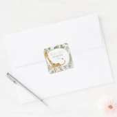 野生のジャングルサファリ動物植物性ベビーシャワー スクエアシール (封筒)