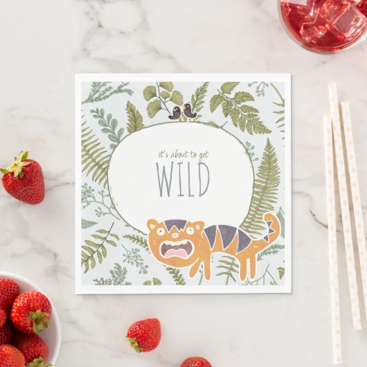 野生のジャングルサファリ動物植物性ベビーシャワー スタンダードランチョンナプキン (インサイチュ)