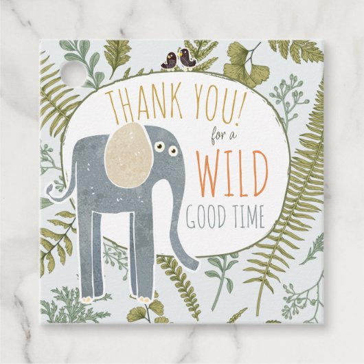 野生のジャングルサファリ動物植物性ベビーシャワー フェイバータグ (正面)
