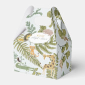 野生のジャングルサファリ動物植物性ベビーシャワー フェイバーボックス (裏面サイド)