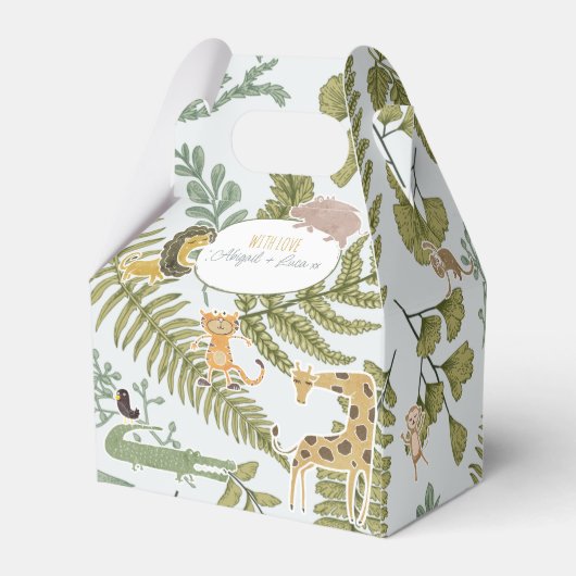 野生のジャングルサファリ動物植物性ベビーシャワー フェイバーボックス (裏面サイド)