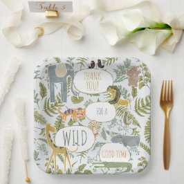 野生のジャングルサファリ動物植物性ベビーシャワー ペーパープレート