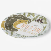 野生のジャングルサファリ動物植物性ベビーシャワー ペーパープレート (アングル)