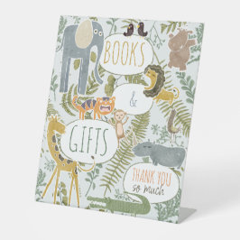 野生のジャングルサファリ動物植物性ベビーシャワー 台座サイン