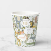 野生のジャングルサファリ動物植物性ベビーシャワー 紙コップ (正面)