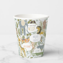 野生のジャングルサファリ動物植物性ベビーシャワー 紙コップ