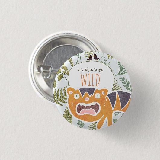 野生のジャングルサファリ動物植物性ベビーシャワー 缶バッジ (正面&裏面)