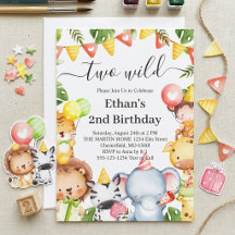 野生のジャングルサファリ動物2歳の誕生日パーティー