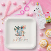 野生のジャングルテーマの誕生日パーティー ペーパープレート (パーティー)