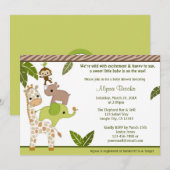 野生のジャングルモンキー ベイビーシャワー ご招待 WJC 招待状 (正面/裏面)