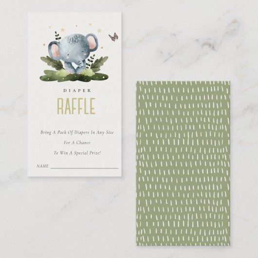 野生のジャングル動物の子供おむつラッフルベビーシャワー エンクロージャーカード (正面/裏面)