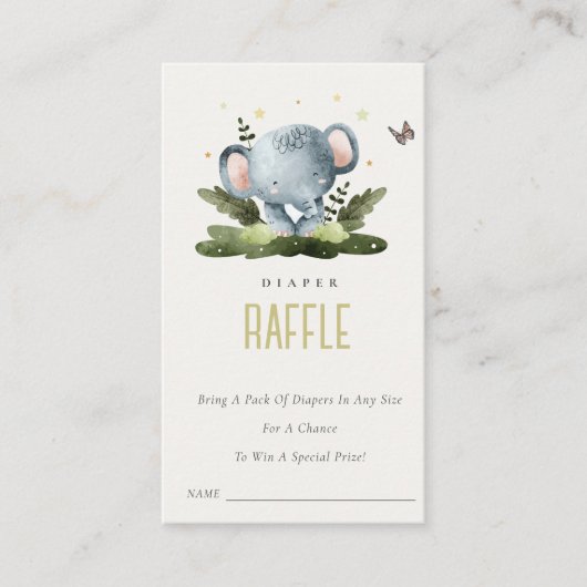 野生のジャングル動物の子供おむつラッフルベビーシャワー エンクロージャーカード (正面)