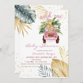 野生のジャングル動物の赤ちゃんシャワー 招待状 (正面/裏面)