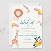 野生のジャングル動物の赤ちゃんシャワー |白 招待状 (正面)