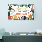 野生のジャングル動物子供の誕生日カスタムパーティー 横断幕 (トレードショー)