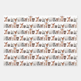 野生のジャングル動物 |誕生日パーティー ラッピングペーパーシート