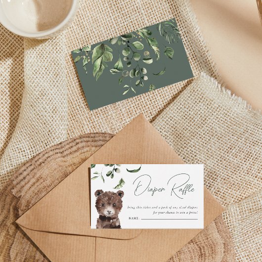 野生のジャングル動物 |赤ちゃんシャワーおむつラッフル エンクロージャーカード