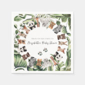 野生のジャングル動物 |赤ちゃんシャワー スタンダードカクテルナプキン (正面)