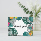 野生のジャングル離れの花ピンク黄色のハイビスカス ポストカード (スタンド正面)