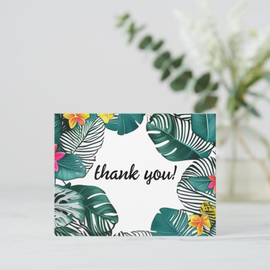 野生のジャングル離れの花ピンク黄色のハイビスカス ポストカード (スタンド正面)