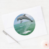 野生のジャンピングと遊群生のイルカ ラウンドシール (封筒)