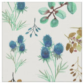 野生のスコティッシュブルーアザミの花 ファブリック (クローズアップ)