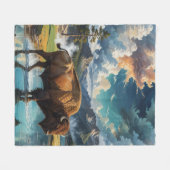 野生のセレニティ – バッファロー フリースブランケット (正面(横))