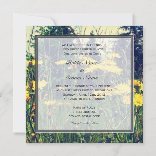 野生のタンポポの花クリスチャン結婚ズ 招待状 (正面)