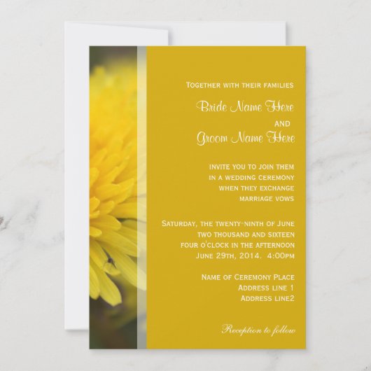 野生のタンポポの花春、夏結婚、's 招待状 (正面)