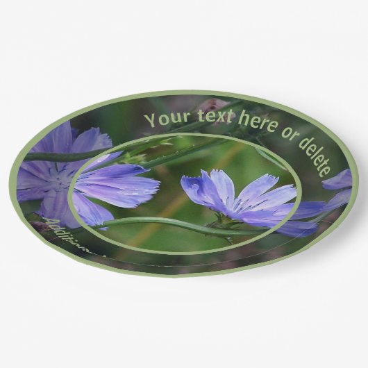 野生のチコリの花パーソナライズされたパーティー ペーパープレート (アングル)