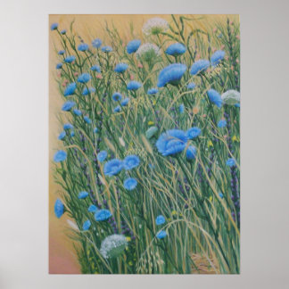 野生のチコリーと雑草 ポスター