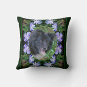 野生のチコリーの花のフレーム独自の写真を作成 クッション (裏面)