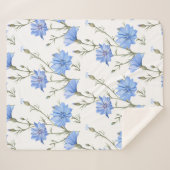 野生のチコリー花植物水彩画 シェルパブランケット (正面(横))