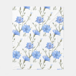 野生のチコリー花植物水彩画 フリースブランケット