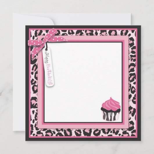 野生のチータのプリント及びカップケーキの誕生日 カード (裏面)