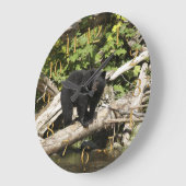 野生のツキノワグマの野性生物の写真の柱時計を捜すこと ラージ壁時計 (傾斜)