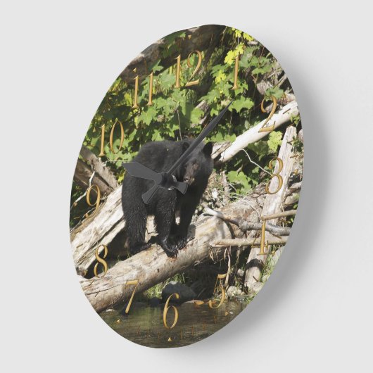 野生のツキノワグマの野性生物の写真の柱時計を捜すこと ラージ壁時計 (傾斜)