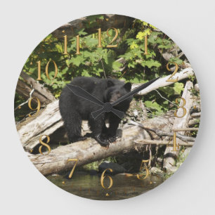 野生のツキノワグマの野性生物の写真の柱時計を捜すこと ラージ壁時計