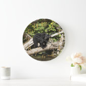 野生のツキノワグマの野性生物の写真の柱時計を捜すこと ラージ壁時計 (ホーム)