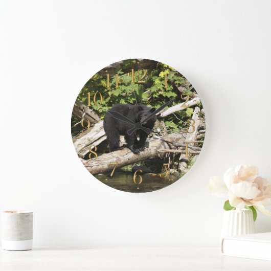 野生のツキノワグマの野性生物の写真の柱時計を捜すこと ラージ壁時計 (ホーム)