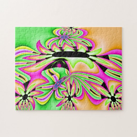 野生のデイジーのフラクタルの芸術 ジグソーパズル (横)