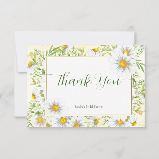 野生のデイジーの花 春 夏 ウェディングシャワーのお祝い サンキューカード (正面)
