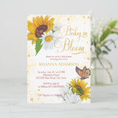 野生のデイジーひまわりベビーで開花の赤ちゃんシャワー 招待状 (スタンド正面)