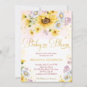 野生のデイジーひまわりベビーで開花の赤ちゃんシャワー 招待状 (正面)