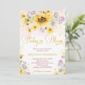 野生のデイジーひまわりベビーで開花の赤ちゃんシャワー 招待状 (スタンド正面)